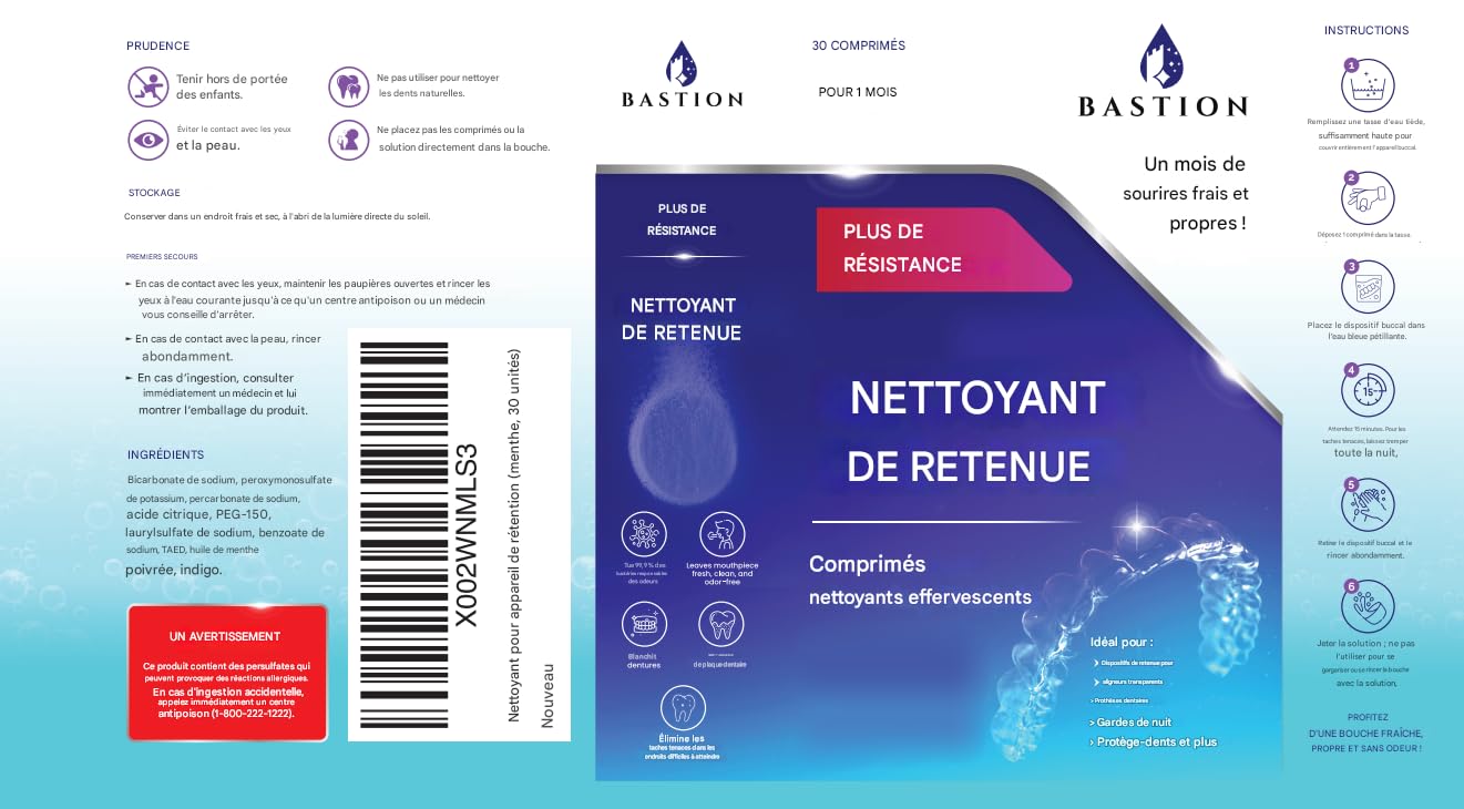 Retainer Cleaner & Denture Cleanser - 30 Effervescent Tablets - 1 Month Supply - Removes Stains, Discoloration, Odors, & Plaque - Clear Aligners, Mouth & Night Guard, All Dental/Oral Appliances