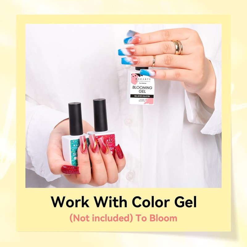 Makartt Clear Blooming Gel - 15ml UV LED Nail Art Polish for Stunning Marble Designs | DIY Flower Effect