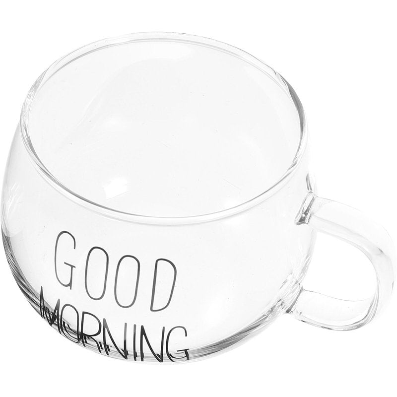 Healvian Glass Soup Bowl Clear Coffee Mug Glass Cereal Mug Breakfast Milk Cup for Porridge Juice Yogurt Tea Beverage Oats Oatmeal 400ml Mixing