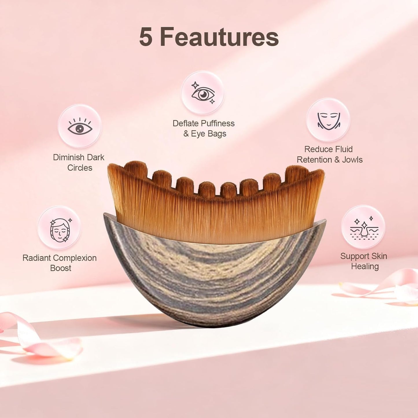 JBSZTH 2-Pack Lymphatic Contour Face Brush, Lymphatic Drainage & Contour Face Massage Brush Set for Gua Sha, Puffiness Reduction, Glowing Skin, Gentle Daily Facial and Body Massage Tool