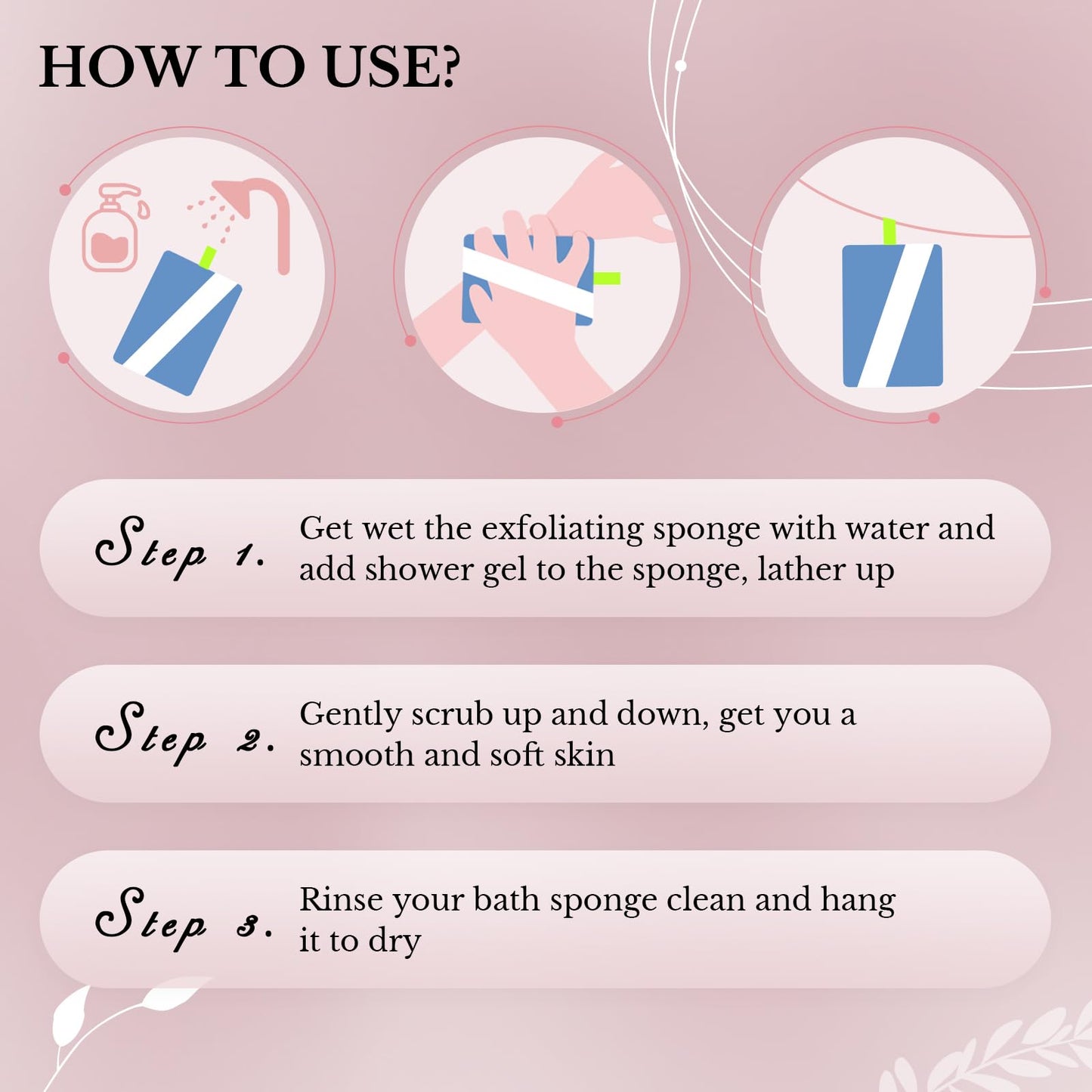 MIG4U Exfoliating Body Scrubber Sponge Exfoliate Dead Skin Bath Sponge for Shower, Luxury Foaming Skin Scrubber for Women Men, 3 Pack Macaroon