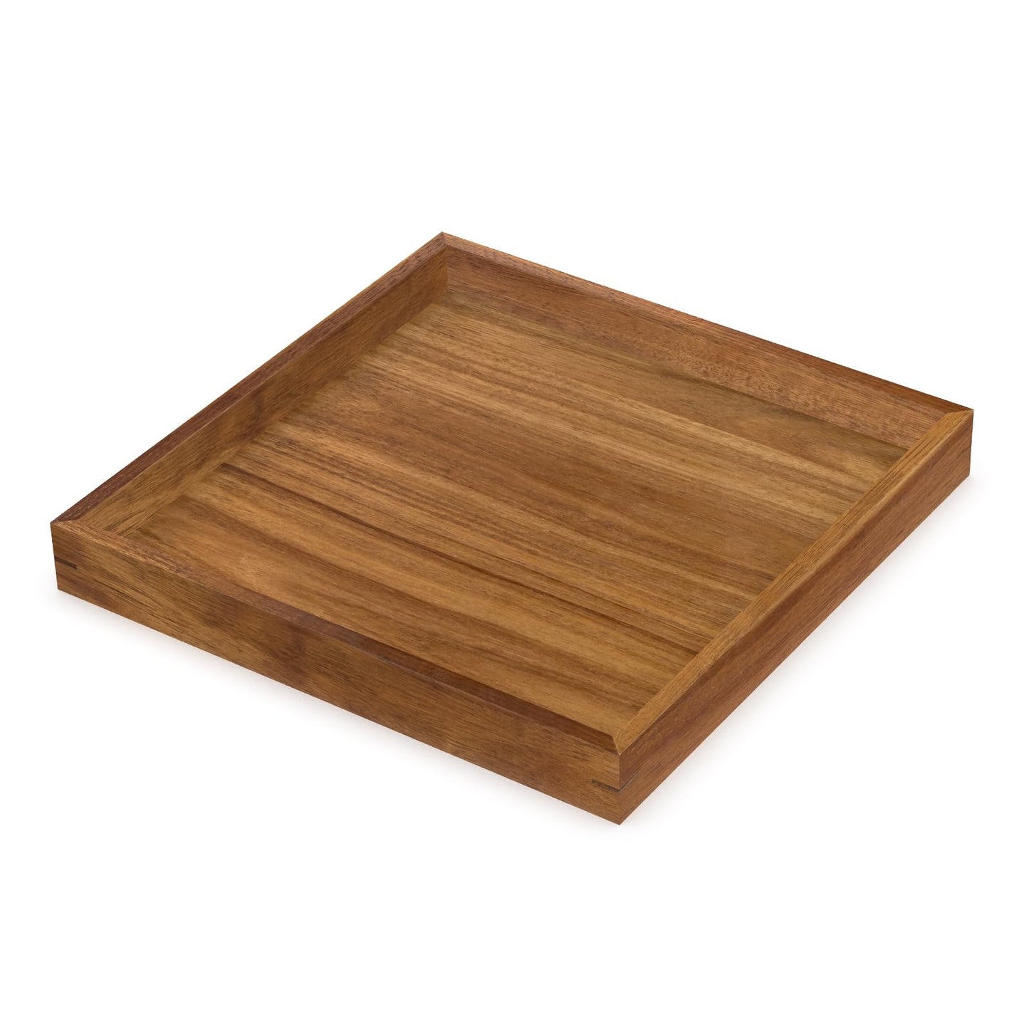 Acacia Wood Serving Tray,13"*13" Square Ottoman, Coffee Table Tray, Farmhouse Decorative Tray for Living Room, Kitchen, Bedroom