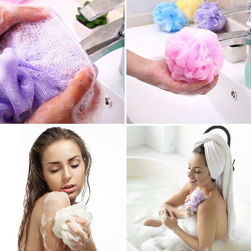 Skiennix Bath Loofah Set - 10 Colorful Exfoliating Sponges for Kids & Adults | Soft Mesh Design