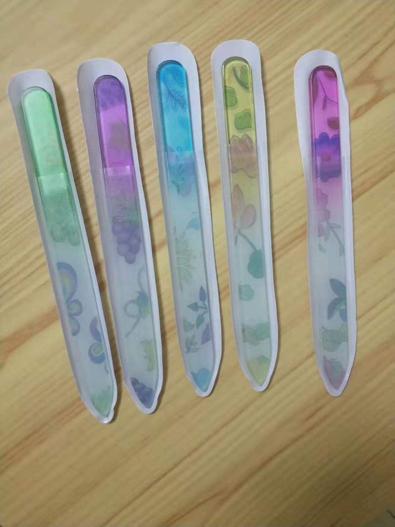 Premium Crystal Glass Nail Files Manicure Set, Professional Double Sided Pedicure Files - Best Glass Nail Files for Natural Nails - Colorful Flower Pattern - 5 Pieces