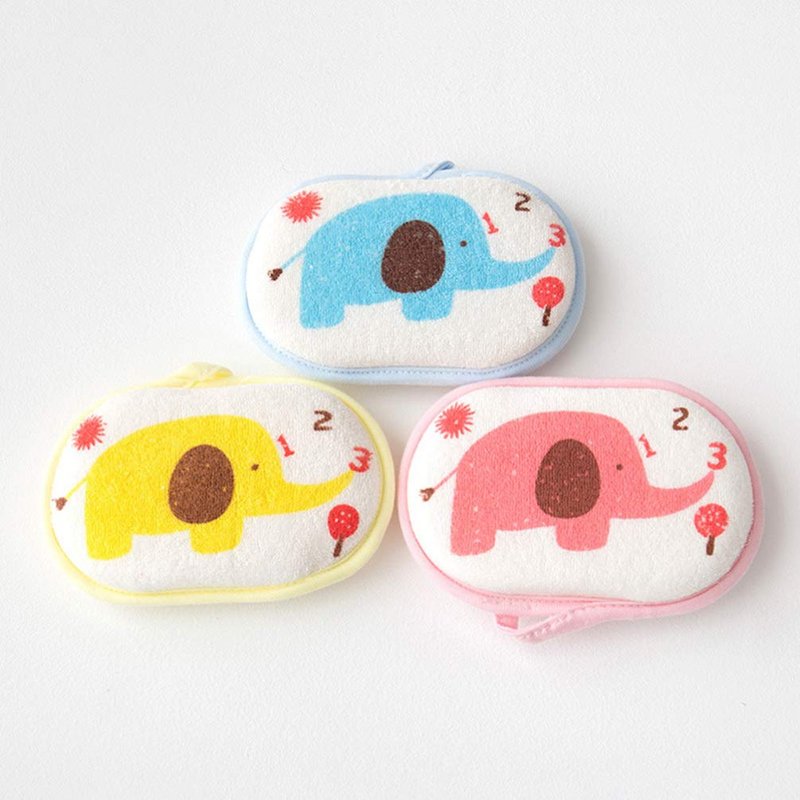 Lurrose 3PCS Baby Bath Sponge Cartoon Elephant Soft Cotton Scrubber Bath Brush Rubbing Towel for Toddler Infant (Mixed Color)