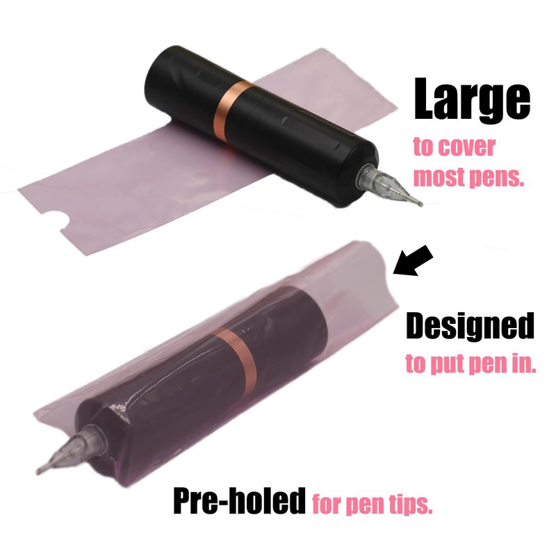 MIUXIA 200 Pink Tattoo Pen Covers 4 Grip Tapes Large Tattoo Machine Covers Tape Wrap Supplies