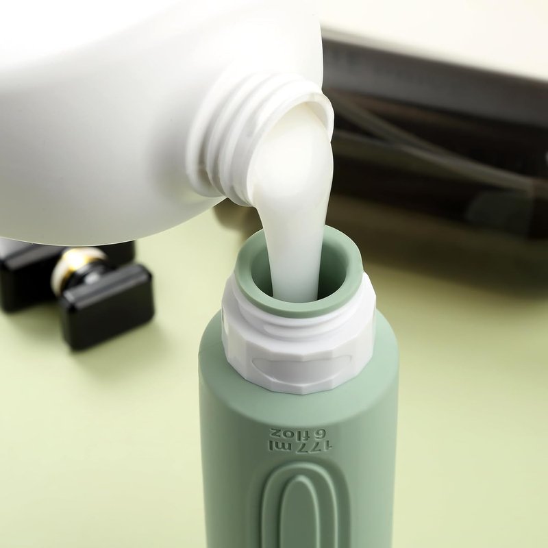 Mrsdry Travel Bottles - 6oz Leak-Proof Containers for Toiletries | BPA-Free Refillable Tubs with Bag (4 Pack)