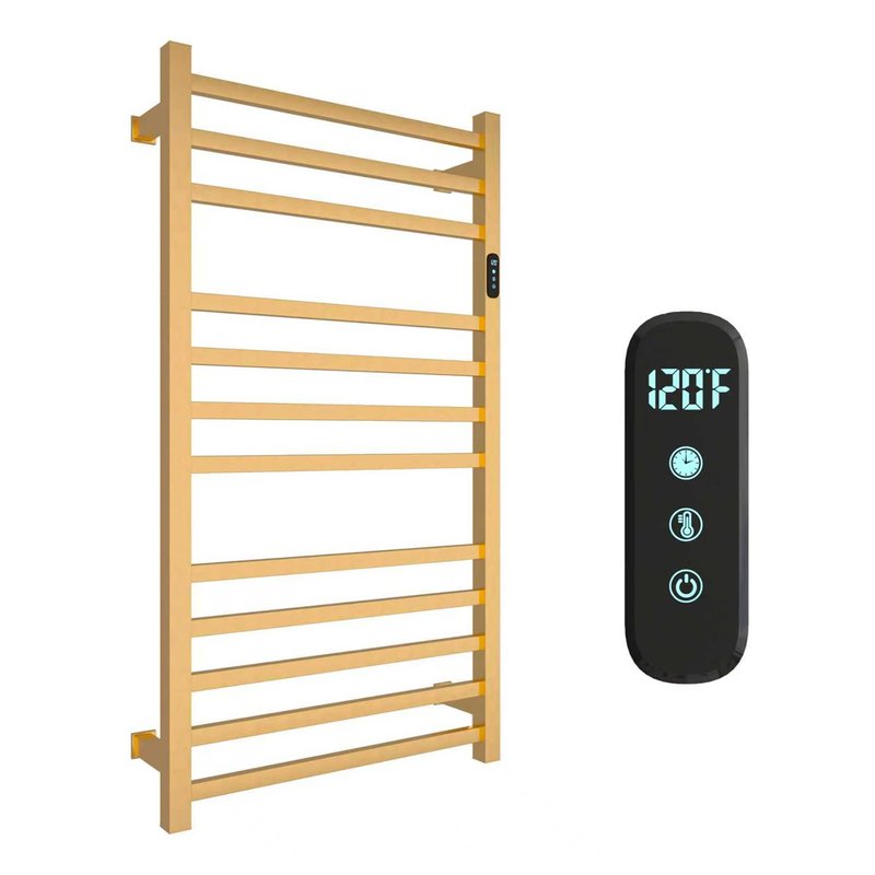 Luxury Heated Towel Rack Wall Mounted Towel Warmers, 12 Bars Towel Warmer Rack for Bathroom with Timer & Temperature Multi-Level Adjustable, Hardwired and Plug-in Compatible (Brushed Gold)