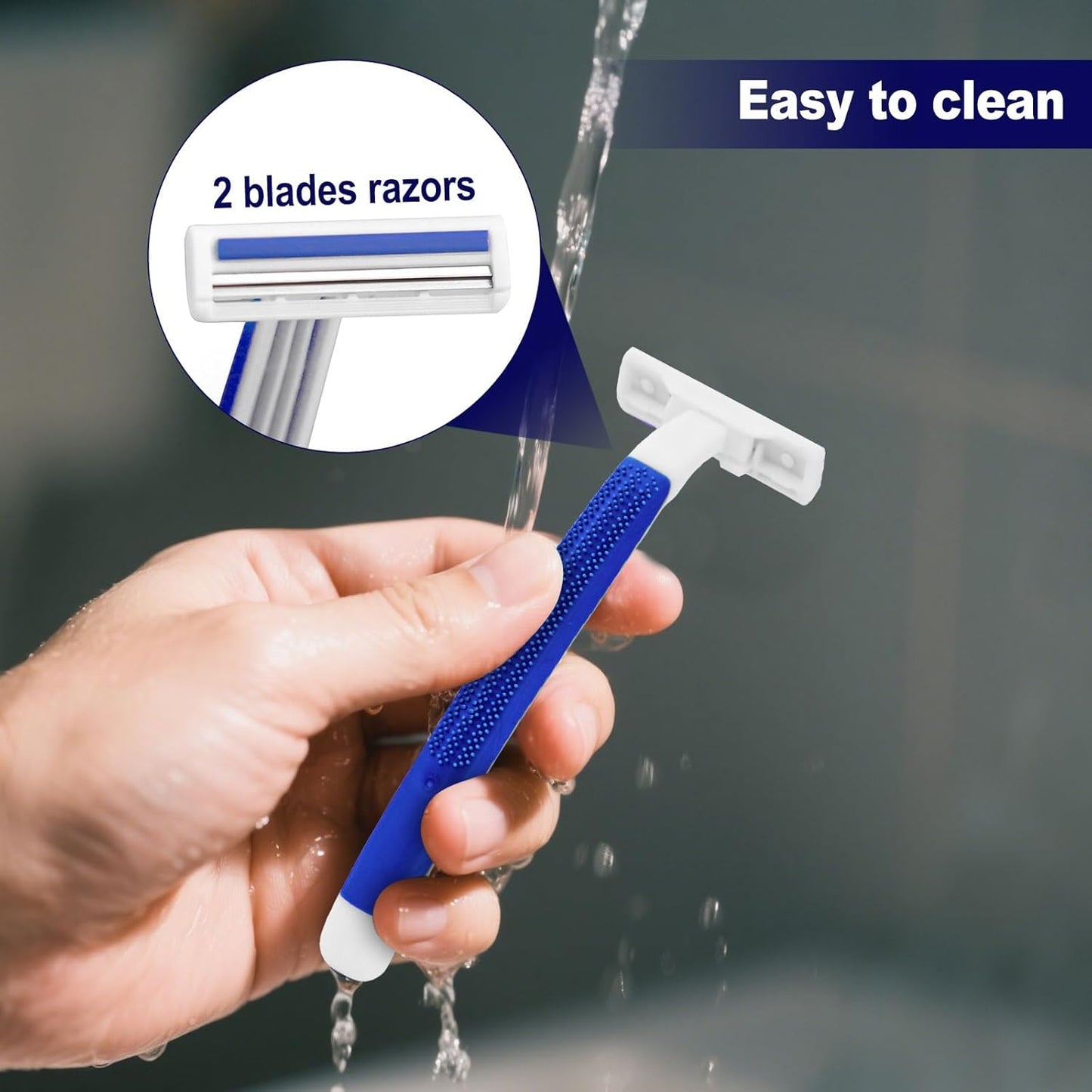Twin Blade Disposable Razors - Individually Wrapped with Safety Cap | Bulk Pack of 50 for Travel, Hotels, and Shelters