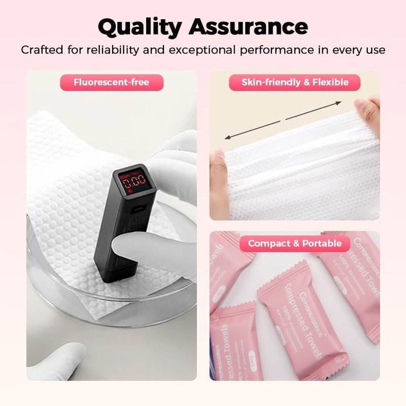 Compressed Face Towels - Ultra Soft Portable Washcloth Tablets for Travel | Pink, 30pcs