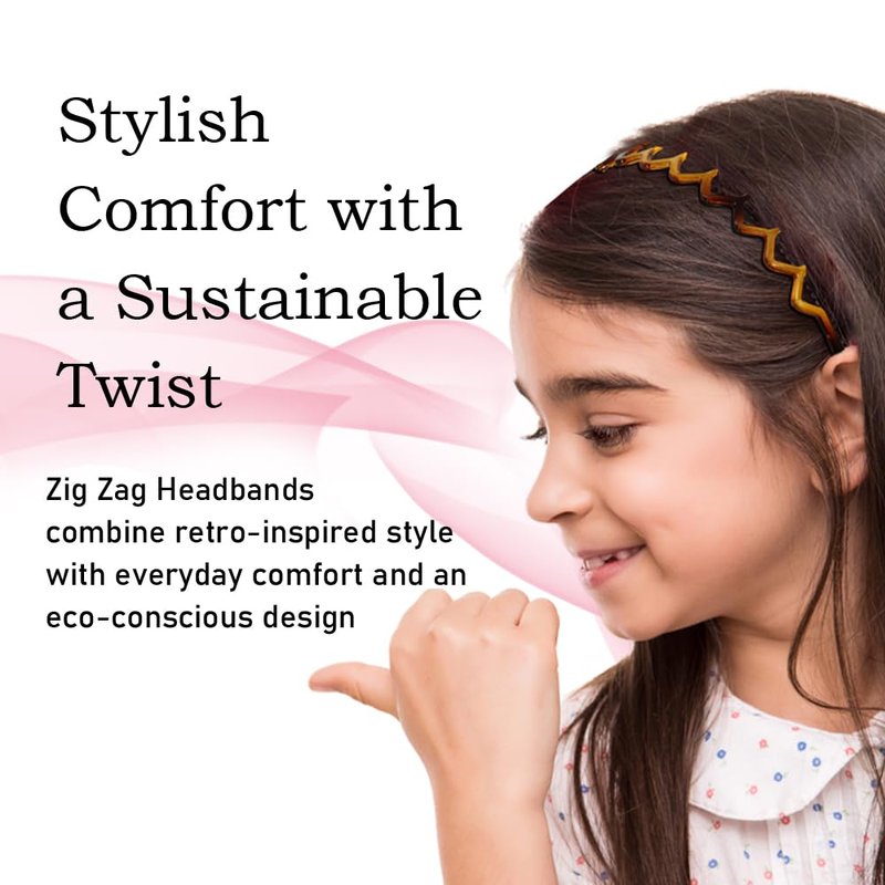 KALIYOTO Zig Zag Headbands, Recycled Plastic Wavy Hair Band with Teeth, Headbands for Women and Men, Classic 90s Hair Accessories, (1 Black Color+1 Brown)