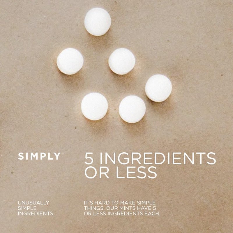 SIMPLY MINTS Natural Breath Mint Sampler, 6 Pack (180 Pieces), Made with Peppermint, Ginger, and Cinnamon Oils, Aspartame-Free, Sorbitol-Free, Xylitol-Free, Vegan, Kosher, Non-GMO