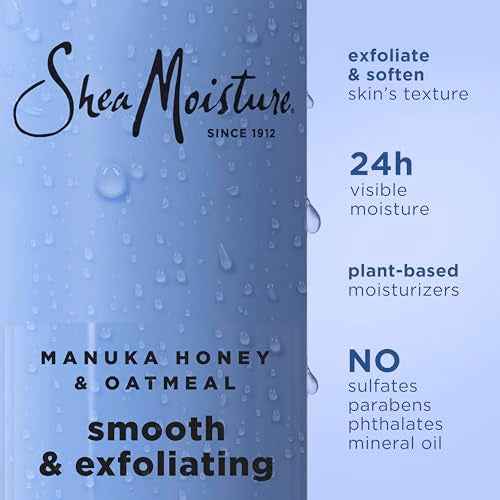 SheaMoisture Manuka Honey Oatmeal Body Wash Smooth & Exfoliating Smooth and Exfoliating body wash for 24H Visible Moisture for Healthy, Glowing Skin 18 oz