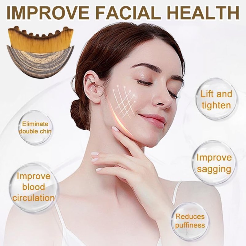 Lymphatic Drainage Face Brush - Ergonomic Contour Massager for Puffiness Relief | Travel Case Included