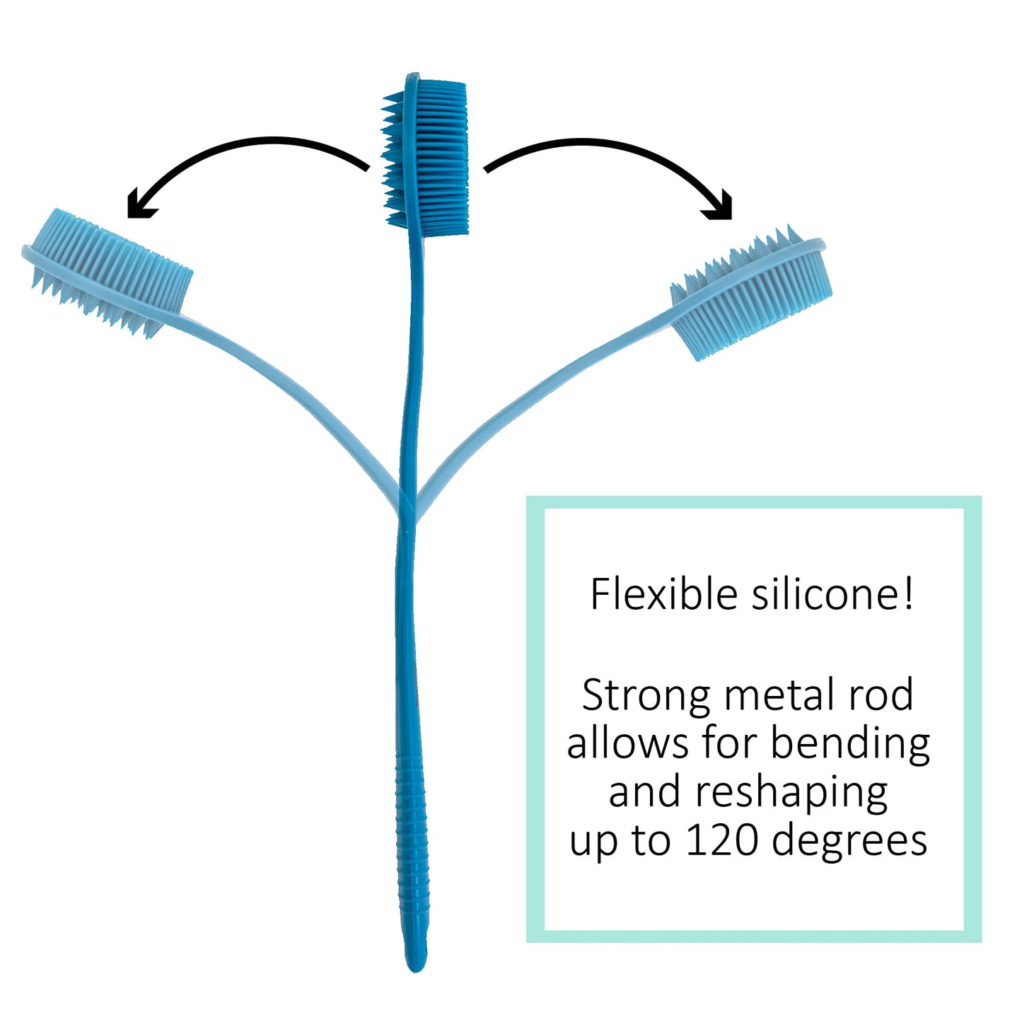 EOT Wellness Bendable Long Handled Silicone Body Brush & Hair Scrubber - Bath Shower Back Brush, Shampoo Hair & Scalp Massager, Back Scrubber for Shower (Light Gray)