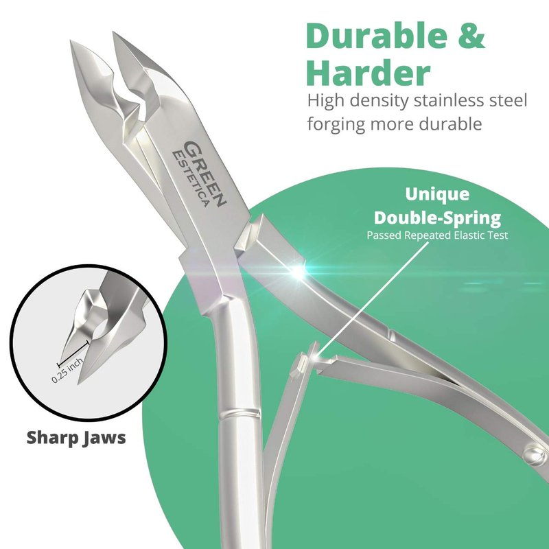 Professional Cuticle Trimmer - Premium Stainless Steel Nipper with Non-Slip Grip | Double Spring Manicure & Pedicure Tools in White/Pink & Silver