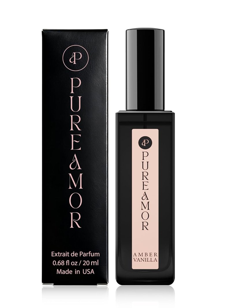 PUREAMOR Amber Vanilla Perfume for Women, Coffee Scented Fragrance with Warm Amber & Sweet Vanilla Notes, Long Lasting Extrait de Parfum, Advanced Fragrance Travel Size 0.7 oz Eau de Parfum Spray