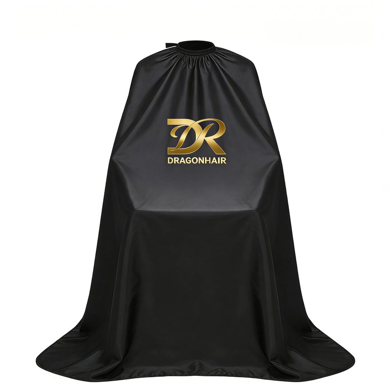 DR DRASONHAIR Barber Cape Waterproof Hair Sticking Resistant, Unisex Professional Hair Cutting Cape for Men Women (Black, 66" X 55")