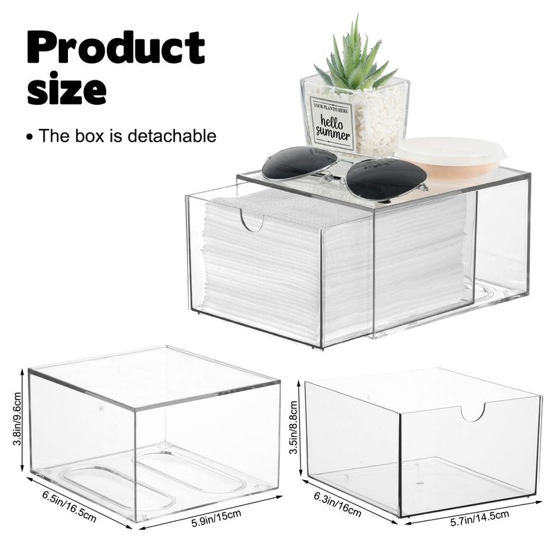 Disposable Face Towel Holder, Plastic Face Towels Storage Box with Drawer, Stackable Organizer for Clean Skin Club Face XL Towels, Towel Containers, Skincare Oragnizer for Vanity Bathroom Organization