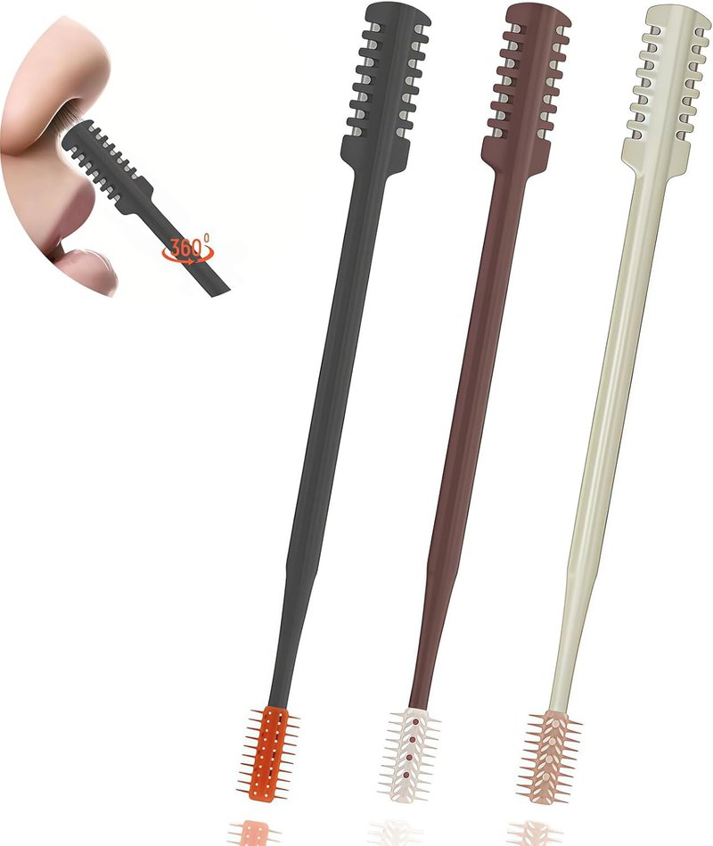 2-in-1 Nasal Hair Cutter - 360° Rotating Double-Sided Blade, Washable Grooming Tool | Travel Essential, Multicolor 3-Pack