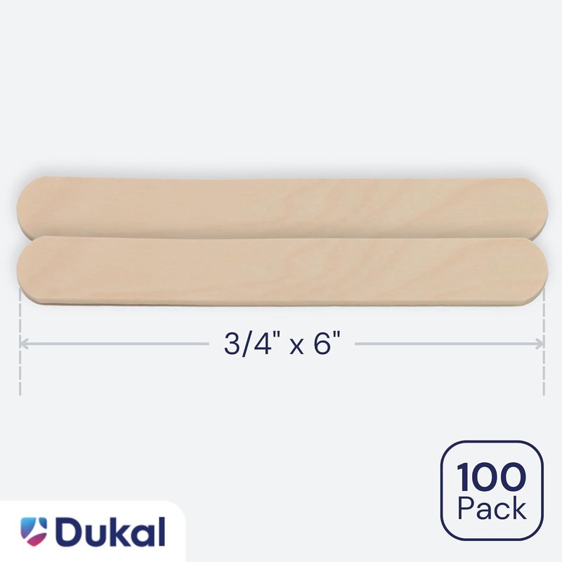 Dukal Large Wooden Wax Sticks - Body Hair Removal Applicator, ¾” x 6” | Pack of 100