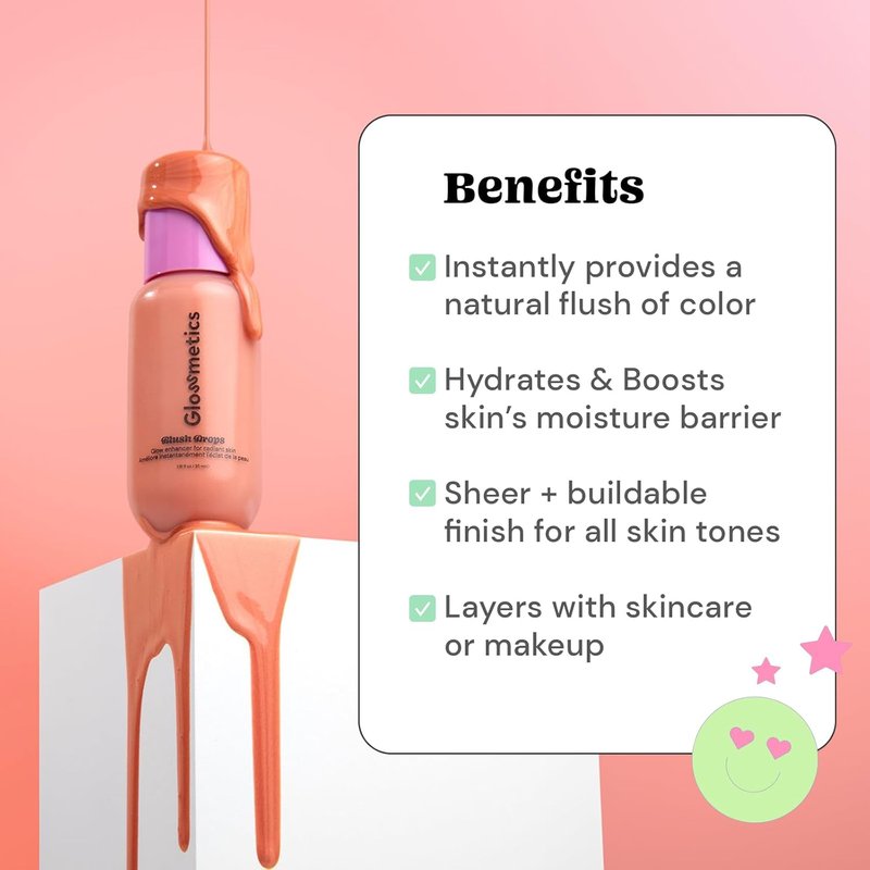 Glossmetics Blush Drops - Brightening Liquid Blush for Radiant Cheeks | Vegan & Cruelty-Free, Pink, 35ml