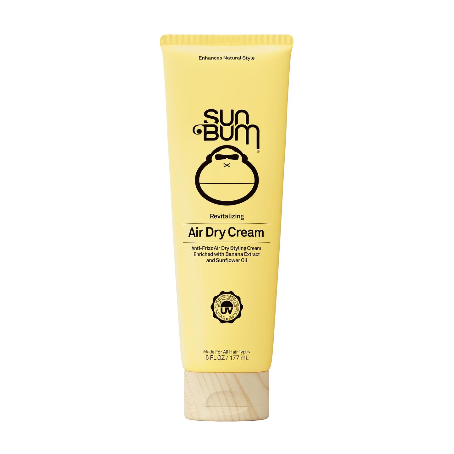 Sun Bum Revitalizing Air Dry Cream - Anti Frizz Styling Cream with Banana Extract and Sunflower Oil - Vegan - Without Parabens - UV Protecting - Helps Smooth and Enhance Natural Hair Texture - 6 fl oz