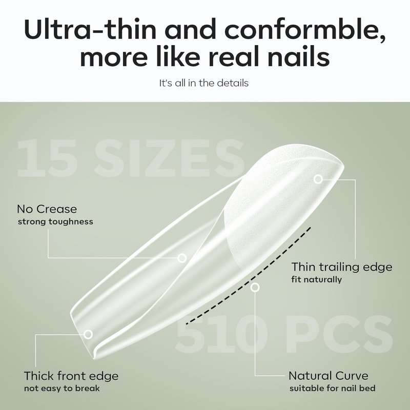 Nail Gel Kit - 9-in-One Acrylic Coffin Nails with UV Light & 500pcs Tips | DIY Salon Extensions