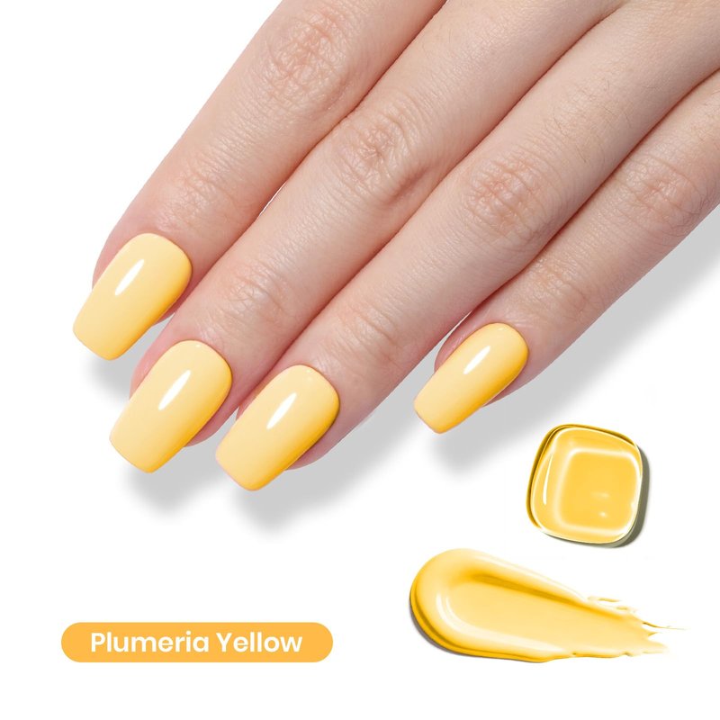 Beetles Yellow Gel Nail Polish - 15ML/0.51Fl Oz, Plumeria Yellow Gel Polish, Same Color Bottle, Soak Off UV LED Lamp Summer Nails Art, Long-Lasting Manicure Salon DIY Nails Home
