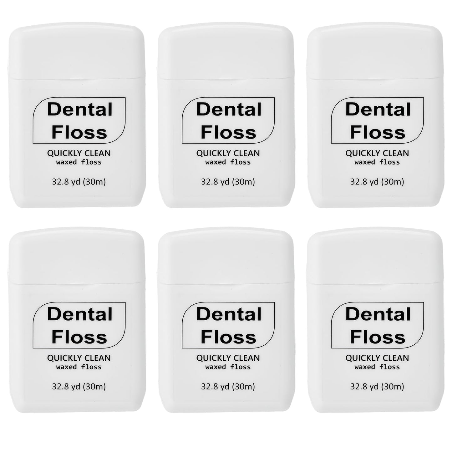 Baderke 6 Pack Mini Dental Floss, Travel Pack, 30 M Each Waxed Glide Floss Oral Care for Family Teeth Protection Effective Plaque Removal, Slides Smoothly(White)