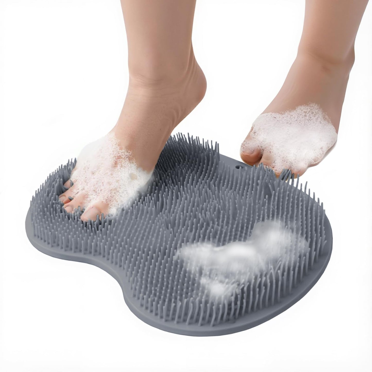 Eptchn Hands-Free Silicone Foot Scrubber Mat CleanFootFlex with Suction Cups – Deep Cleaning Foot Brush & Back Massager Pad, Anti-Slip Foot Scrubber Mat for Shower Floor (Gray)