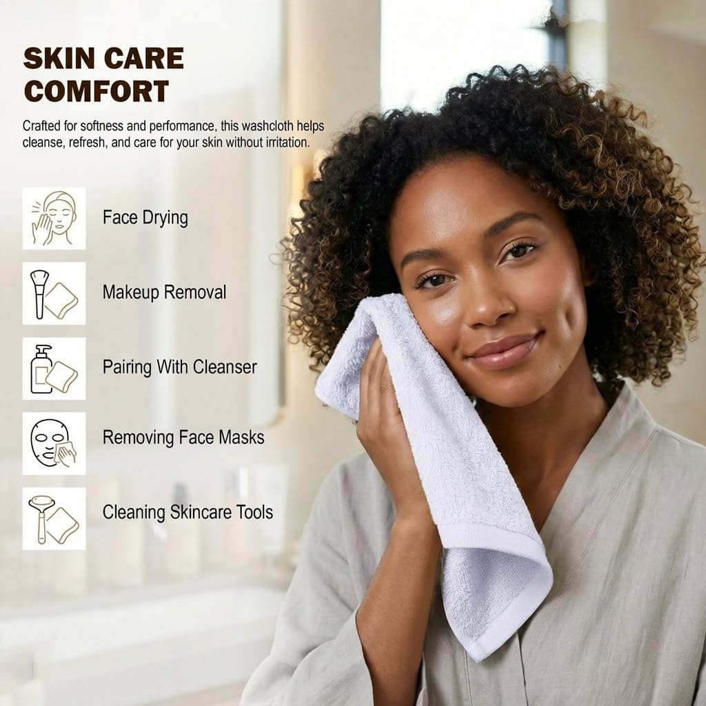 Utopia Towels | 60-Pack Cotton Washcloths Set - Premium Flannel, Highly Absorbent, Soft Fingertip Towels, White