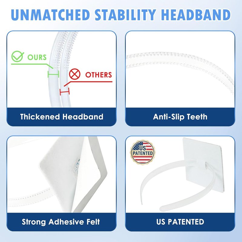 PUNCHMAN Graduation Cap Headband | Clear White Anti-Fall Hair Band for Secure Grad Cap