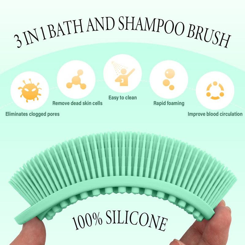 PQRUU 3 Pack Silicone Body Scrubbers for Use in Shower, Exfoliating Body Scrubber Fit for All Kinds of Skin, Soft Silicone Loofah,Bath Scrubbers Rapid Foaming,Blue,Green,Purple
