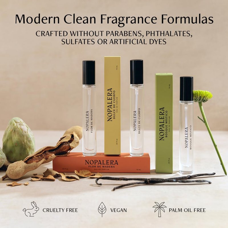 Nopalera Flor de Madera Eau de Parfum Travel Spray - Fresh Floral Woody Perfume with Tamarind & Jasmine | 10ml