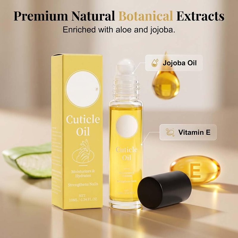 Cuticle Oil, Roll On Nail Care Oil, Moisturizes And Strengthens Nails And Cuticles, Contains Sunflower Oil And Sweet Almond Oil, 1.4 Fl Oz (1pcs)