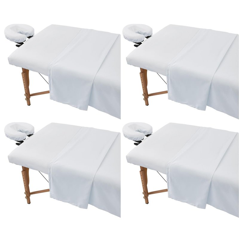 4 Sets Extra Thick Massage Table Sheets Sets Soft Premium Microfiber 3 Piece Set Massage Sheet Set for Salon Spa Bed Include Fitted Covers Flat Sheets Face Cradle Cover
