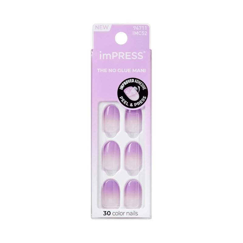 Impress Color Ombre Press On Nails - 'Take A Chance' Purple Short Oval | Chip Proof & Smudge Proof