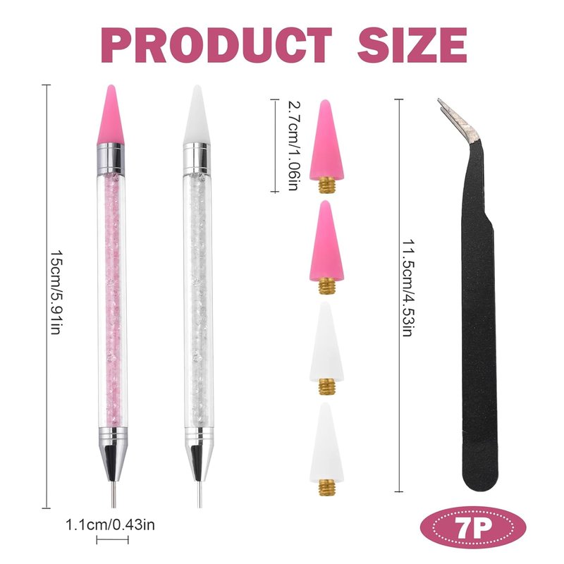 Rhinestone Picker Applicator Kit - 7 Pcs Nail Art Tools for Bedazzling & Gem Design | Includes Wax Pencil