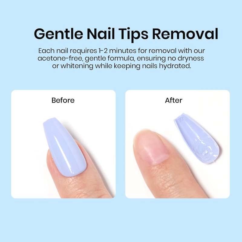 Beetles Nail Glue Remover - Non-Acetone Adhesive Remover with Cuticle Tool | 20ml Gentle Formula for Press-On Nails