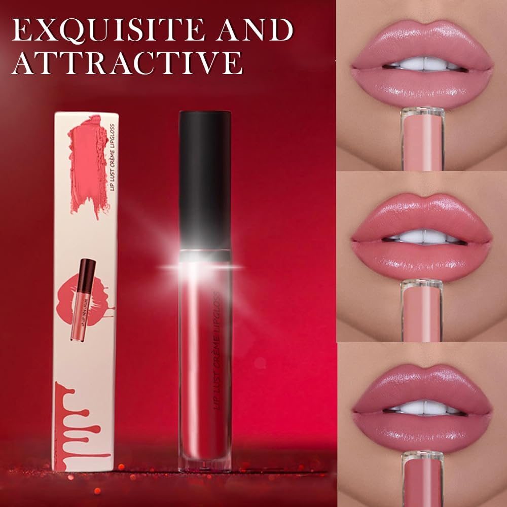 Teamoda 12 Color Cream Lip Gloss, 2025 New Long-Lasting Moisturizing Velvet Lip Lipstick, Waterproof, Non-Fading, Hydrating Lip Tint Natural Jelly Lipstick (01#, 1.3 Fl Oz)
