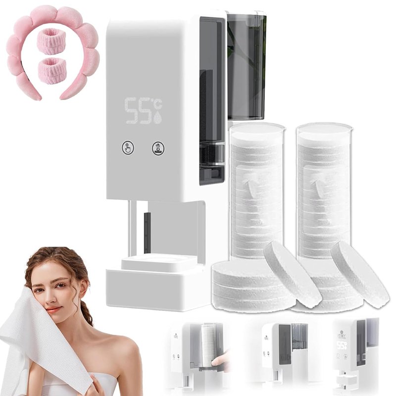 Skiennix Hot Towel Dispenser - Rapid Heating Face Towel Warmer with 500ml Tank & 131°F Temp | 1 Set + 40 Towels