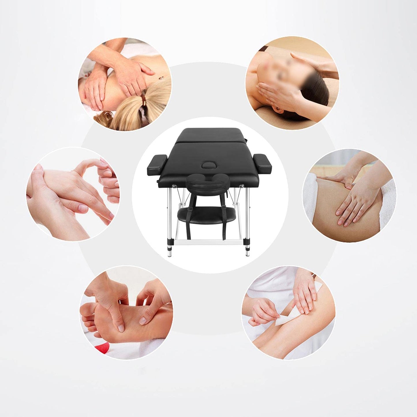 Yaheetech Massage Tables Portable Massage Bed Aluminium Height Adjustable Facial Salon Tattoo Bed with Non-Woven Bag, 28 inch Width Black