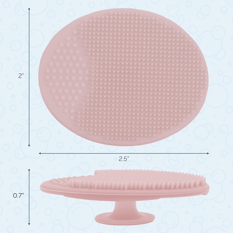 S&T INC. Exfoliating and Massaging Cradle Cap Bath Brushes for Baby, Silicone - 2 Inch x 2.5 Inch, Pink, 2 Pack