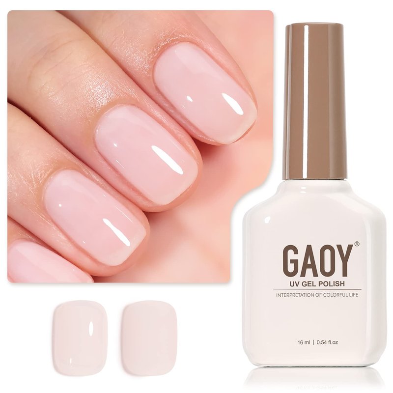 GAOY Gel Nail Polish - Sheer Light Pink 16ml | Translucent Milky White Peach UV Cure for DIY Manicure