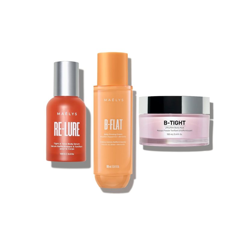 MAËLYS Body Care Set | B-FLAT Belly Firming Cream, B-TIGHT Booty Mask & RE-LURE Serum
