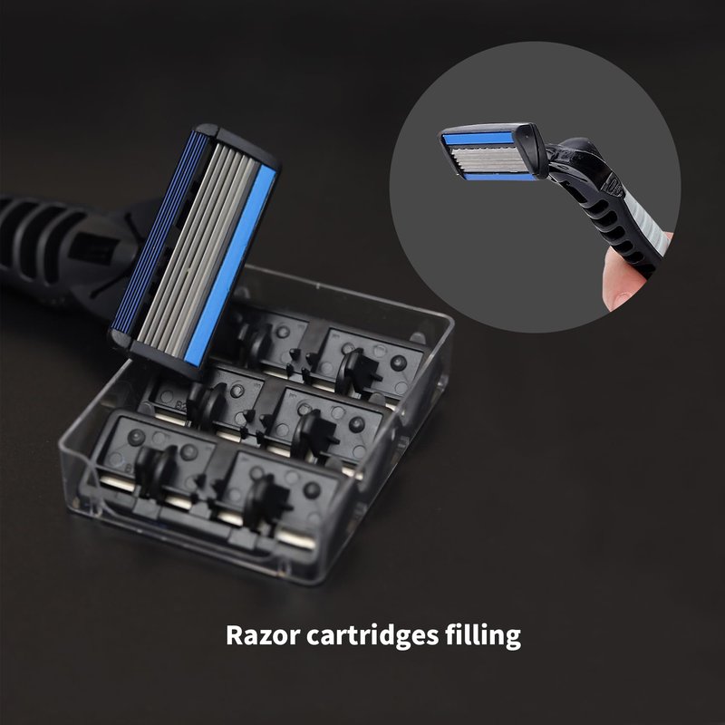 Mens Razor 6 Blade Refills，6 Blade Razor Cartridges with Lubricating Strip,Delivers a Clean, Close Shave,18 Count - blue