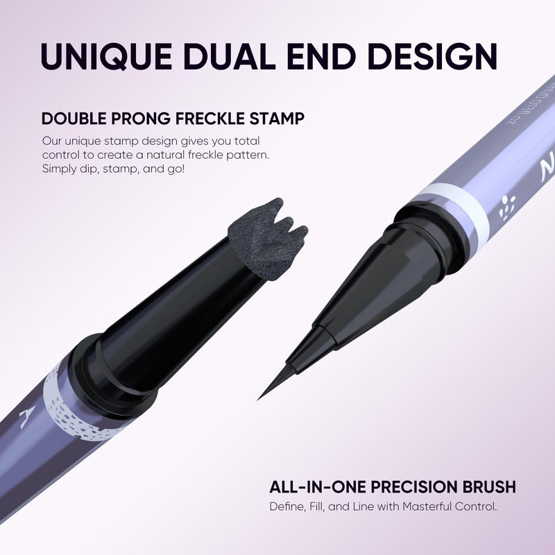 2CHILL Dual Ended Freckle Pen, 2 in 1 Microblading Fake Freckles and Eyebrow Pen, Waterproof Natural Lifelike Freckle Stamp, Faux Makeup Last All Day (02 Brown)