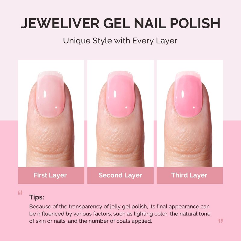 MelodySusie Jeweliver Gel Nail Polish, 0.5Fl.oz Berry Pink Gel Polish Pastel Nude Color Sheer Translucent Soak Off UV LED Light Cure Gift Nail Art Manicure DIY at Home JM16