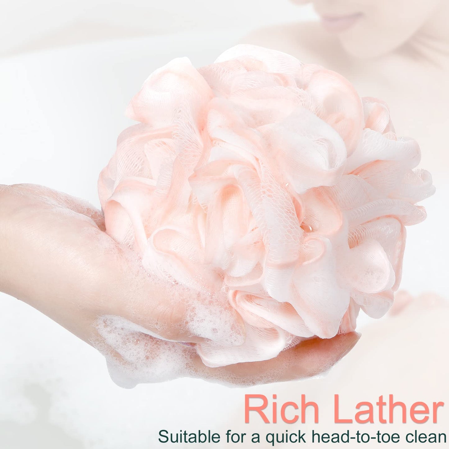 Sunnyray 24 Pack Shower Loofah Bath Sponge Bulk Soft Loofah Exfoliating Body Scrubber Mesh Shower Puff Pouf Ball for Women and Men Bathroom
